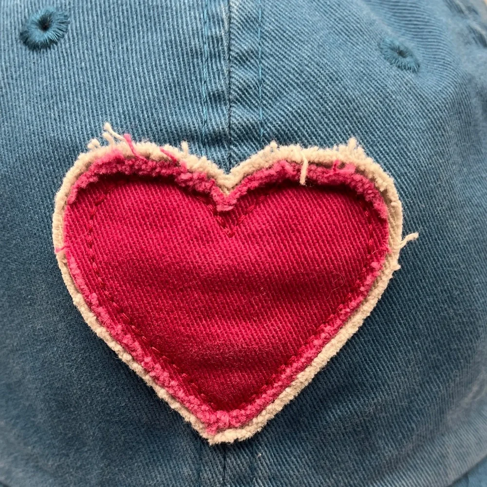 Life Is Good Sky Blue Baseball Hat with Pink Heart Patch